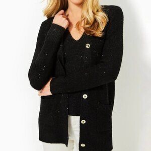 Lilly Pulitzer Averlie Black Sequin Cardigan Size XS NWT